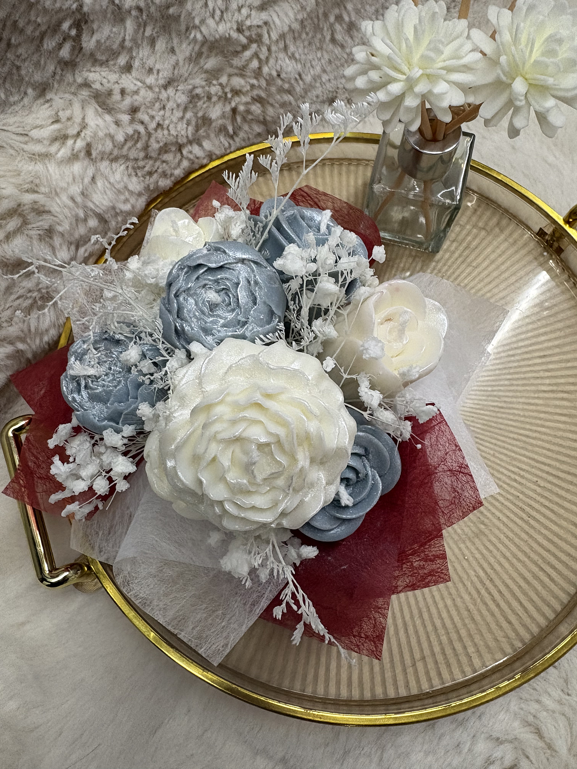 Buque de flores em cera pequeno 2 2