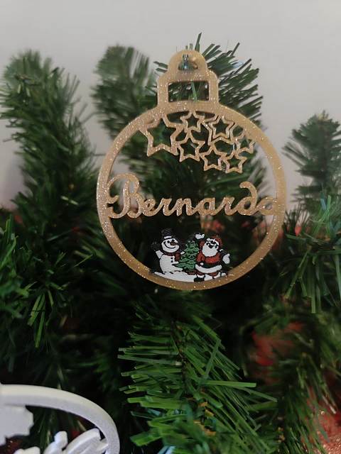 Bola natal - Pai Natal e Boneco de Neve