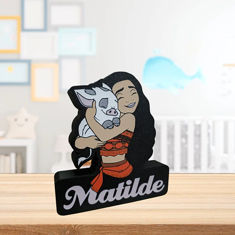 Luminária Vaiana/Moana Personalizada com Nome