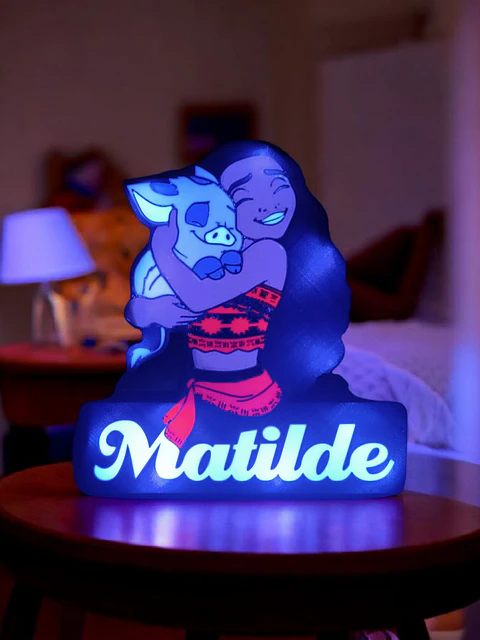 Luminária Vaiana/Moana Personalizada com Nome