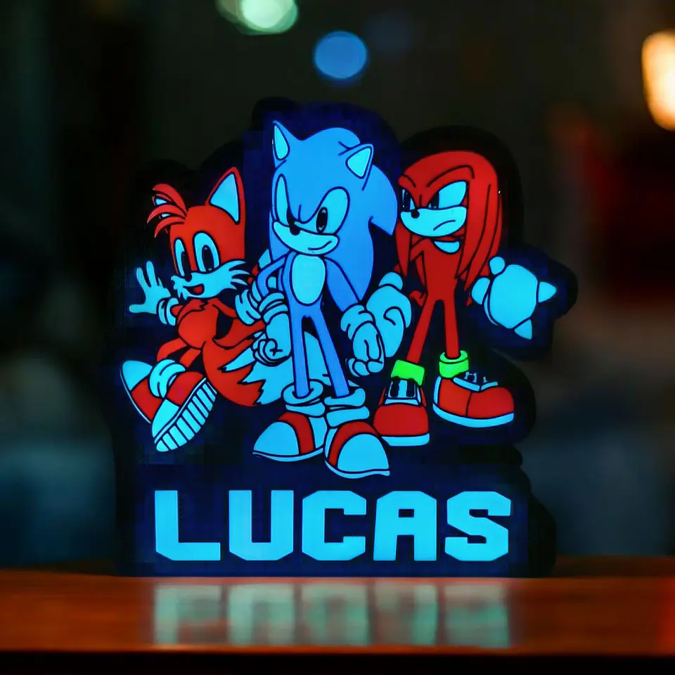 Luminária Sonic 2 Personalizada com Nome 1