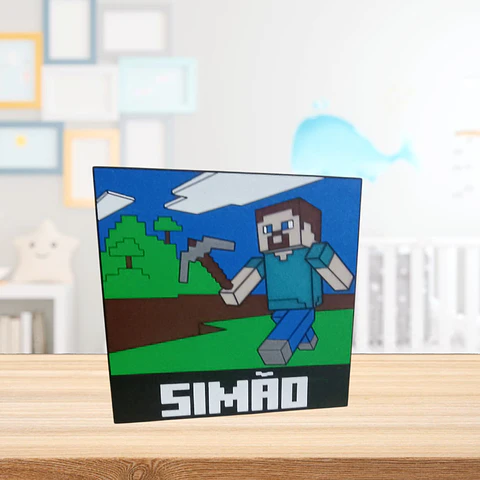 Luminária Minecraft Personalizada com Nome