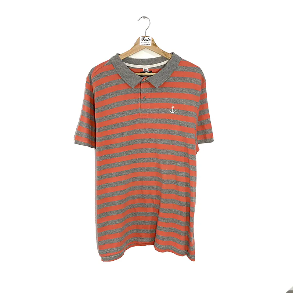  POLERA DE GOLF VINTAGE NARANJA RAYADA 1