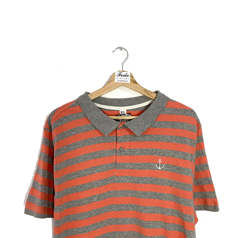  POLERA DE GOLF VINTAGE NARANJA RAYADA 2
