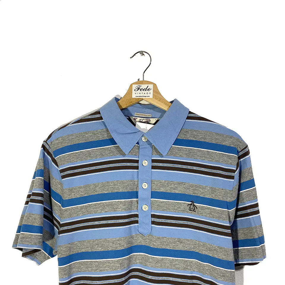  POLERA DE GOLF VINTAGE CELESTE RAYADA PENGUIN 2