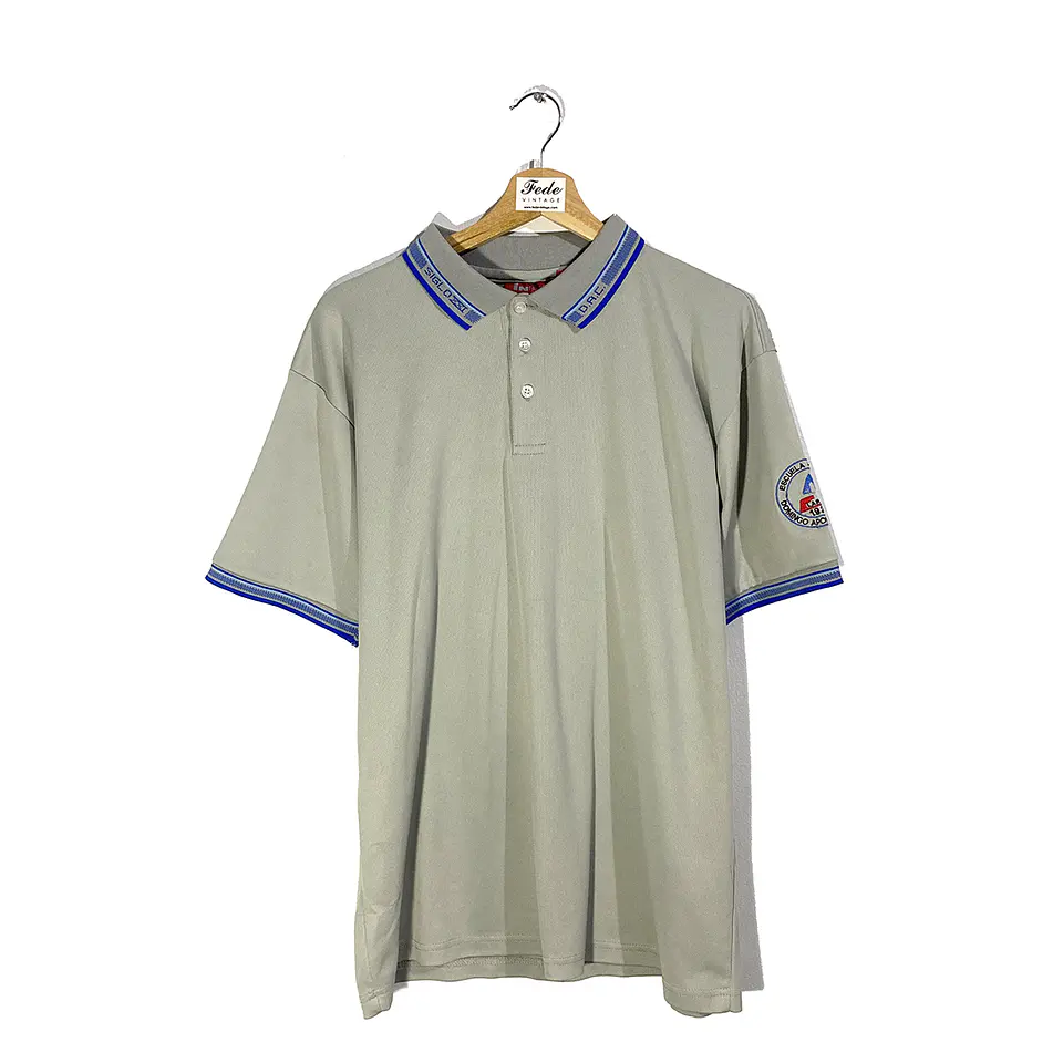  POLERA DE GOLF VINTAGE GRIS CUELLO AZUL INPACTO 1