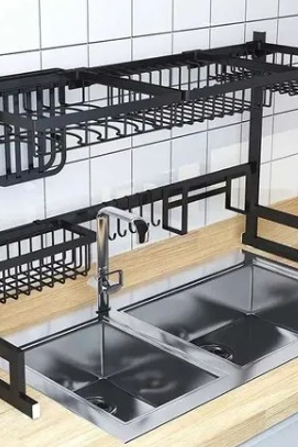 Rack Escurridor De Platos Multifuncional Acero Inoxidable - Color NEGRO