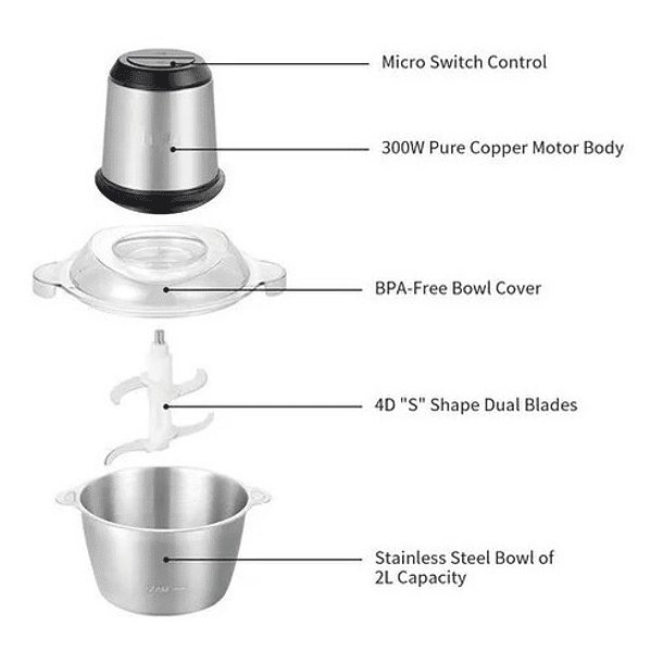 Picadora Procesador De Alimentos Moledor 2l 6
