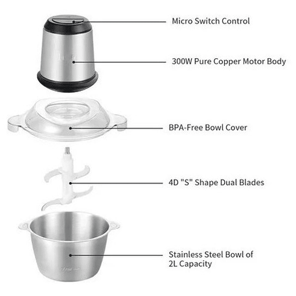 Picadora Procesador De Alimentos Moledor 2l 6