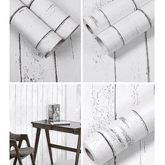 Papel Mural Pvc  Madera Fondo Blanco Pack 3 Rollos