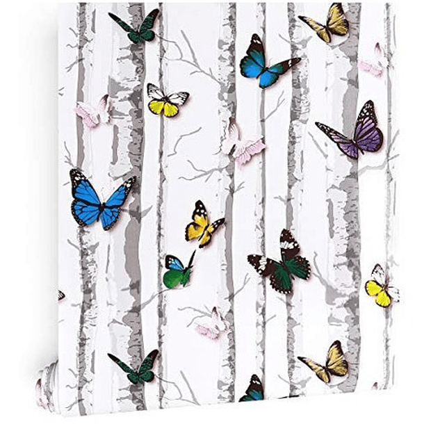 Papel Mural Adhesivo Mariposas Lisa 10mtx60cm 3