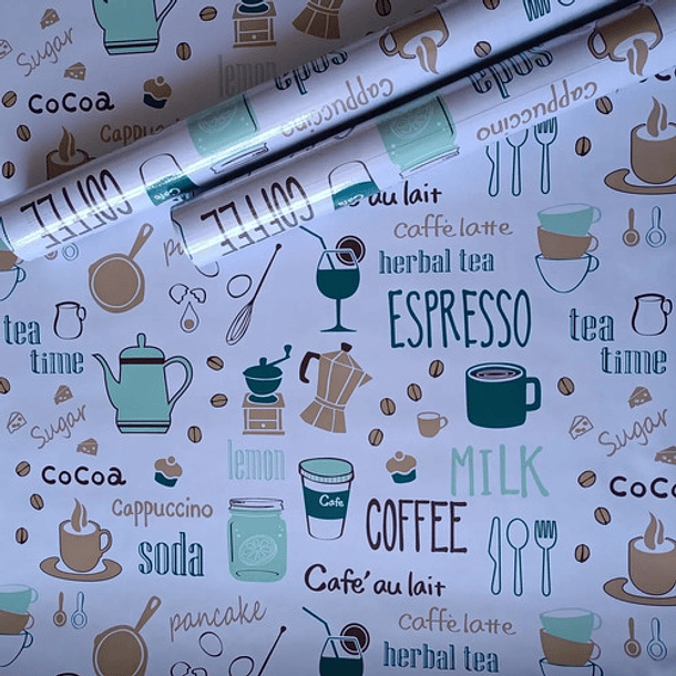 Papel Mural Pvc Estampado Coffee Pack 5 Rollos 3