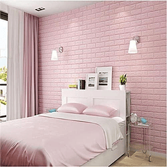 Lamina 3d Ladrillo Rosa Pastel Pack De 20