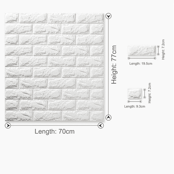 Láminas 3d Ladrillo Blanco 70x77 Pared Muralla Panel 3