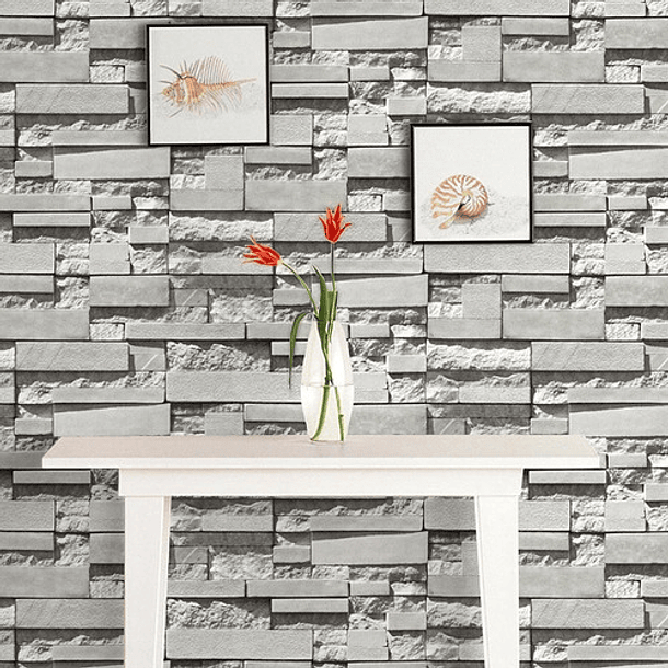 Papel Decomural Pvc Ladrillo Gris Moderno 1