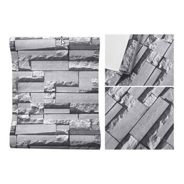 Papel Decomural Pvc Ladrillo Gris Moderno 5