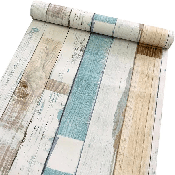 Papel Mural - Madera Celeste/Beige 6