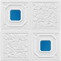Lámina 3D - Flor y cuadros azul PACK DE 10 UNIDADES 