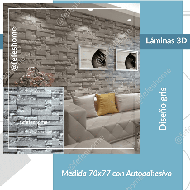 Lámina 3D - Diseño Piedras  PACK DE 10 UNIDADES 3