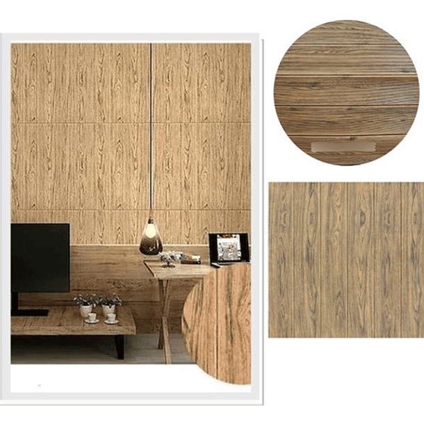 Revestimiento Pared Lamina 3d Pegatina Madera Marrón PACK DE  10 UNIDADES 1