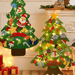 Árbol de fieltro artesanal , Decoración navideña 26 pzs