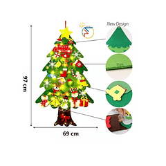 Árbol de fieltro artesanal , Decoración navideña 26 pzs Pack de 2 Unidades