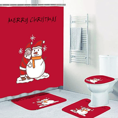  Kit De Navidad para Baño 4 pzas- Diseño Hombre de nieve y Viejito Pascuero