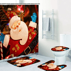  Kit De Navidad para Baño 4 pzas- Diseño Viejito Pascuero 
