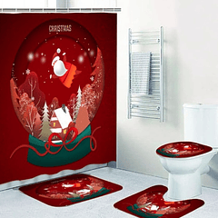  Kit De Navidad para Baño 4 pzas- Diseño Casita 