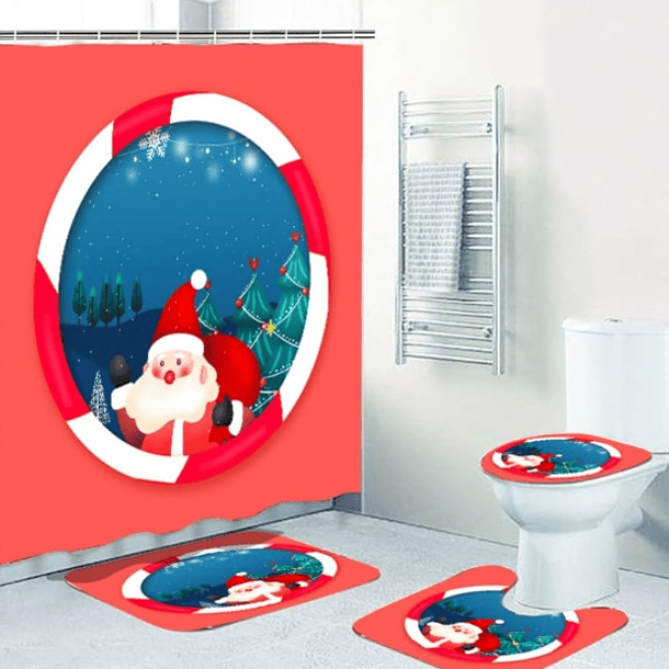  Kit De Navidad para Baño 4 pzas - Diseño Viejito Pascuero  1