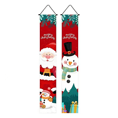 Set de 2 Pendones Navideños  - Fondo rojo Viejito pascuero y Hombre de Nieve 