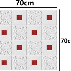 Lámina 3D - Flor y cuadros  Rojo  PACK DE 10 UNIDADES 