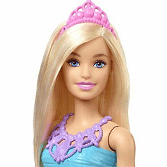 Barbie Fantasía Muñeca Doncella Vestido Lila y Azul