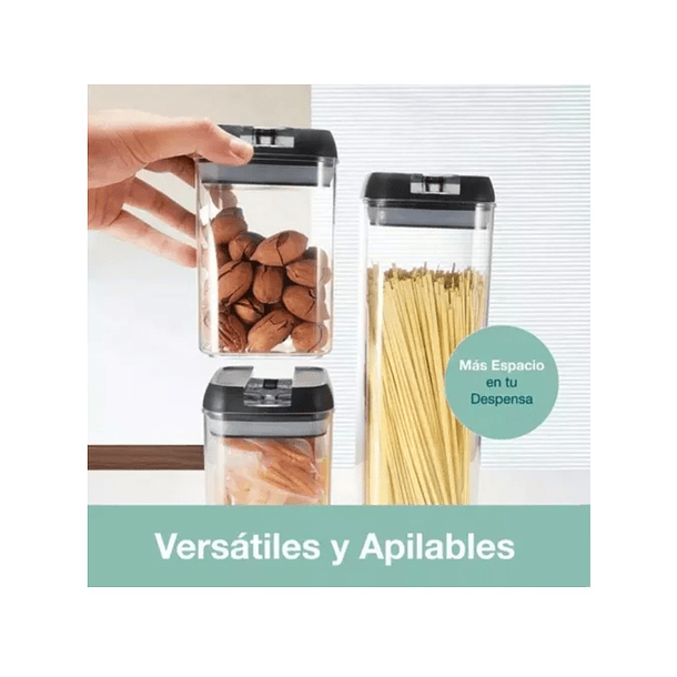 Set de 7 contenedores de alimentos: herméticos y apilables para optimizar el espacio en tu despensa. 3