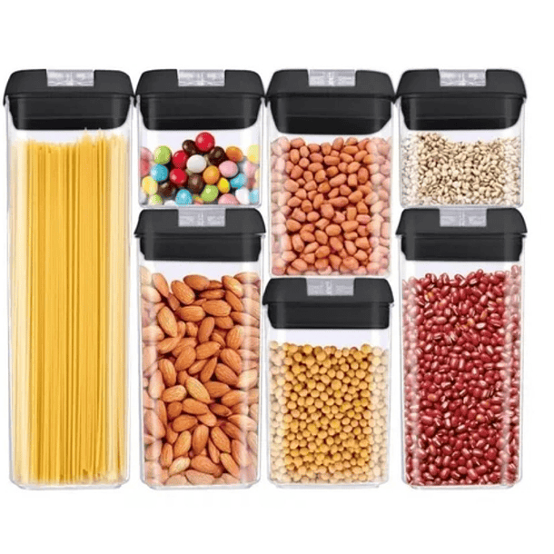 Set de 7 contenedores de alimentos: herméticos y apilables para optimizar el espacio en tu despensa. 5