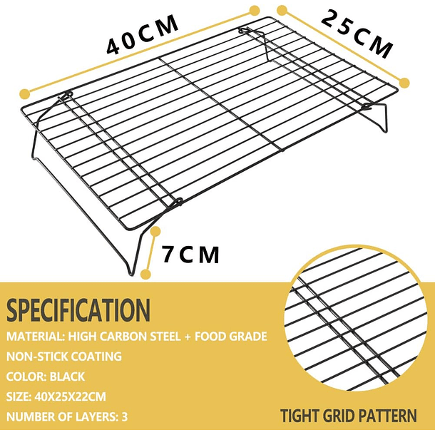 Estante de Enfriamiento de 3 Niveles para Hornear 7