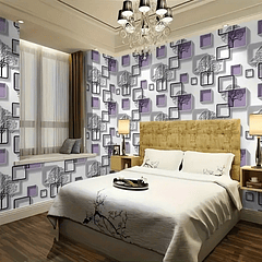 Papel Mural - Cuadros con Arbustos Morado 