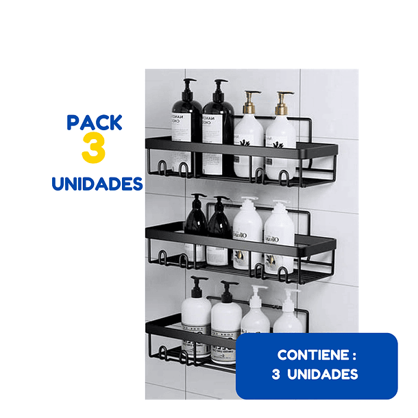 Estante de Almacenamiento para baño sin perforaciones PACK 3 UNIDADES 1