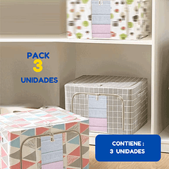 Cestas de Almacenamiento Plegable, Tela Cajas de Almacenamiento para estantes Cubos de Tela para Almacenaje con la Tapa. PACK DE 3 UNIDADES