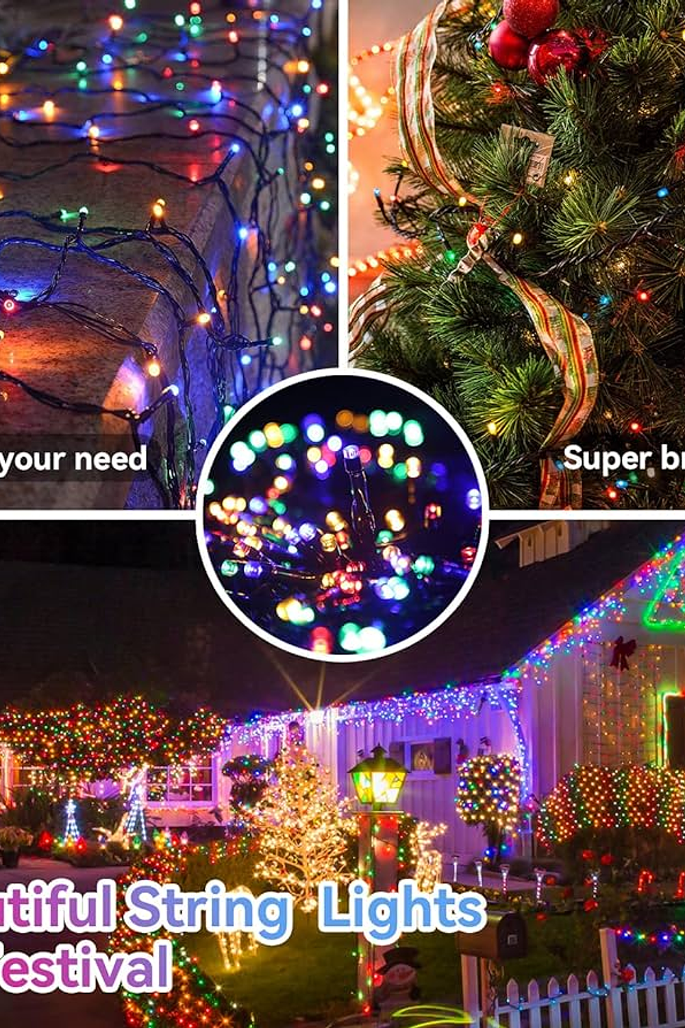 Pack 2 unidades -Rollos de Luces led Multicolor guirnalda 50 metros -Luces de Navidad