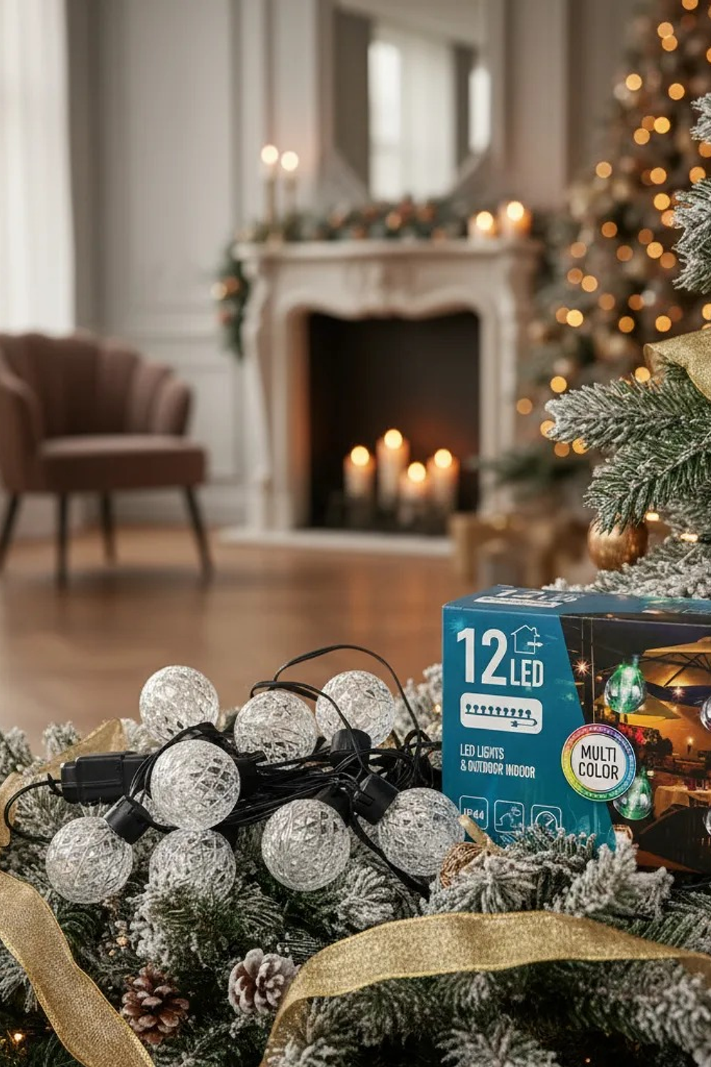 Guirnalda de 12 luces led cálidas