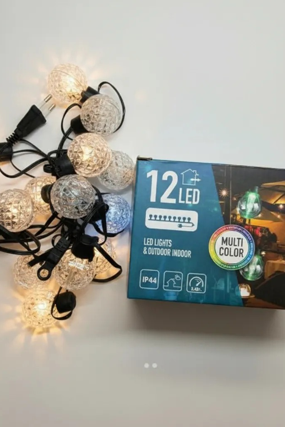 Guirnalda de 12 luces led cálidas