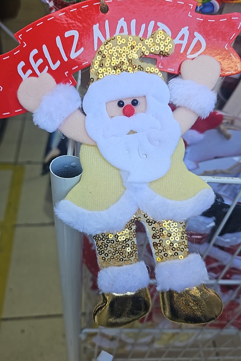 Pack 12 unidades -Adorno - Monito "Feliz Navidad" con Cuerda para Colgar (25 cm de Alto)