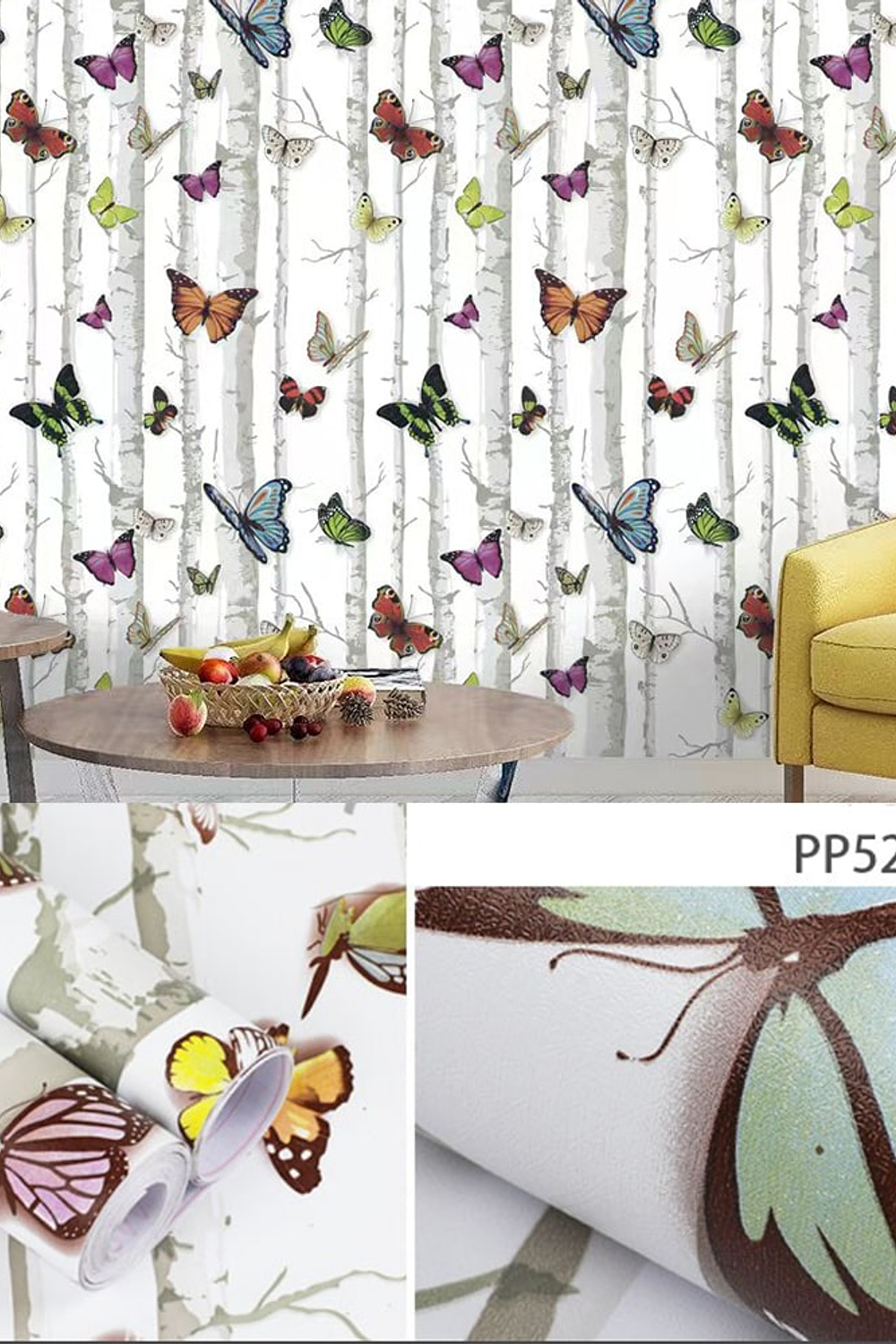 Papel Decomural Adhesivo Mariposas Lisa 