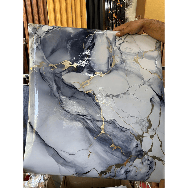  Papel Decomural con capa interna de Aluminio Mármol Negro 1