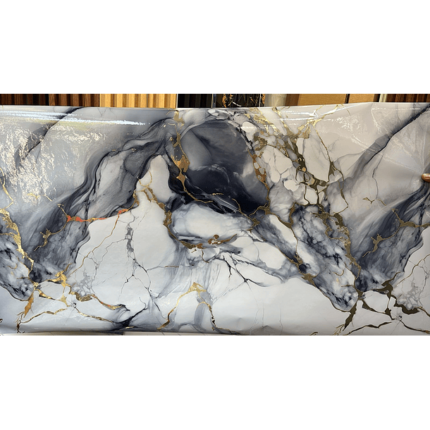  Papel Decomural con capa interna de Aluminio Mármol Negro 4
