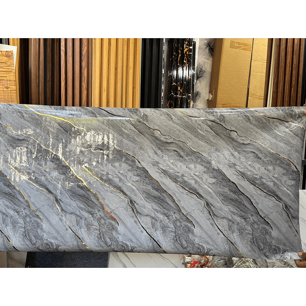  Papel Decomural con capa interna de Aluminio - Mármol Grisáceo 1