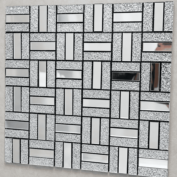 Pegatina Mosaico de Metal tipo espejo Plateado   3D autoadhesivo 30x30 