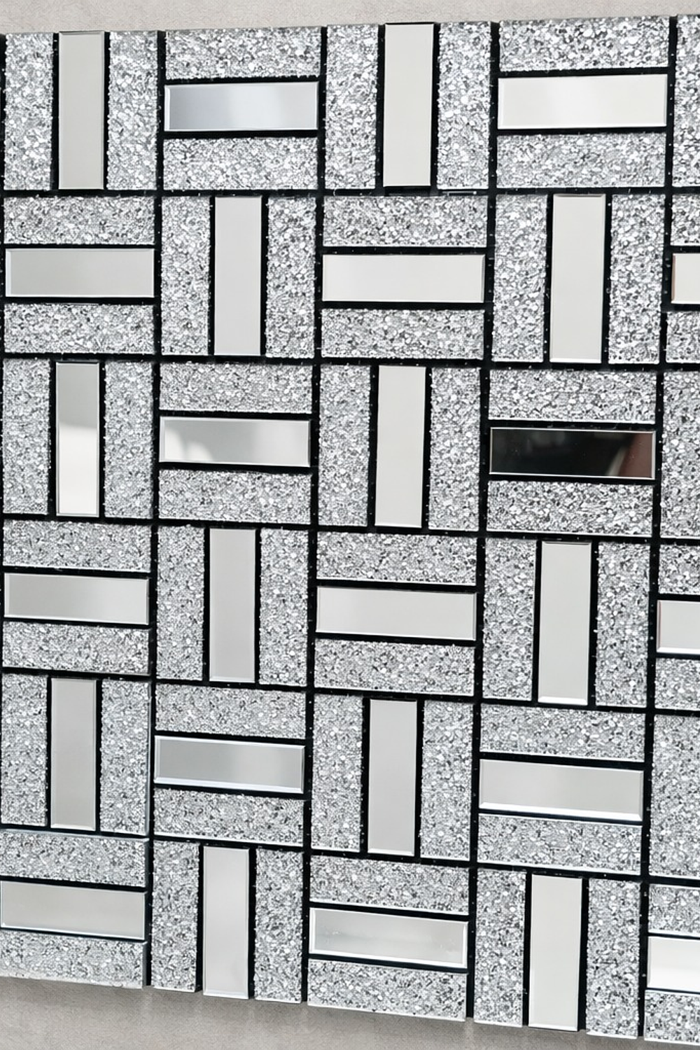 Pegatina Mosaico de Metal tipo espejo Plateado   3D autoadhesivo 30x30 