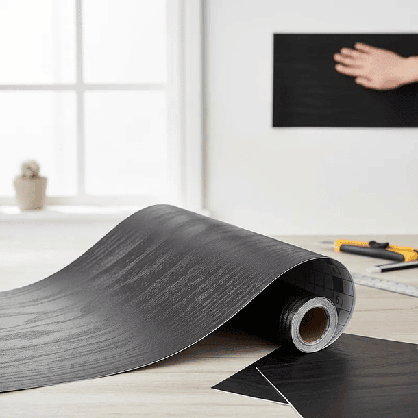 Papel  Decomural Texturizado Estilo Madera negro 1